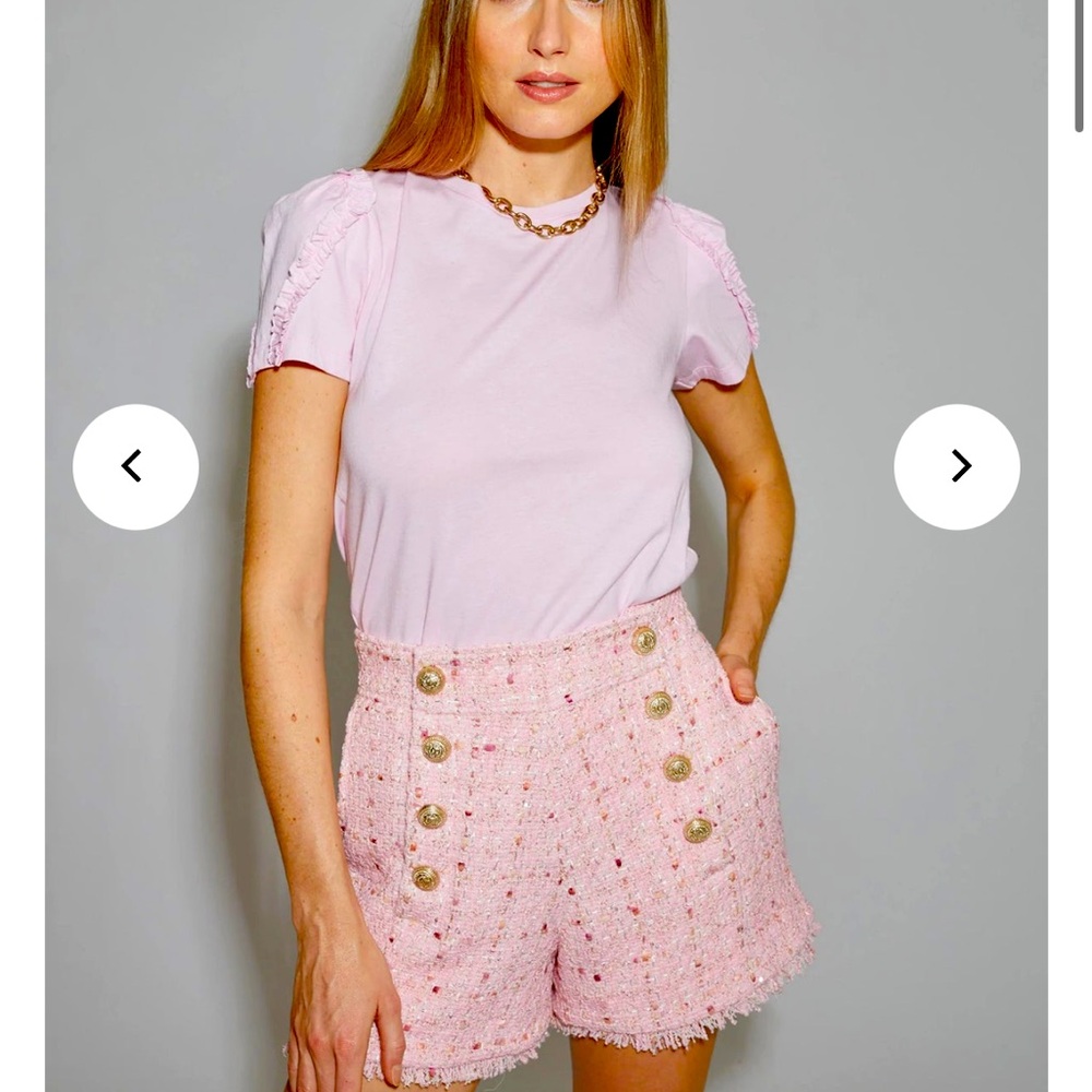 Generation Love Lizzy Tweed Shorts in Light Pink M
